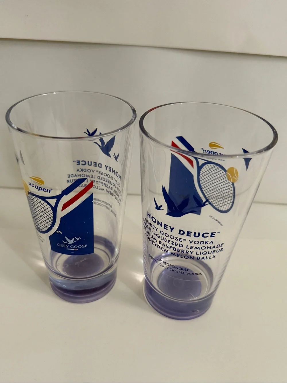 US Open 2024 Honey Deuce Blue Tennis Glass - Set of 2